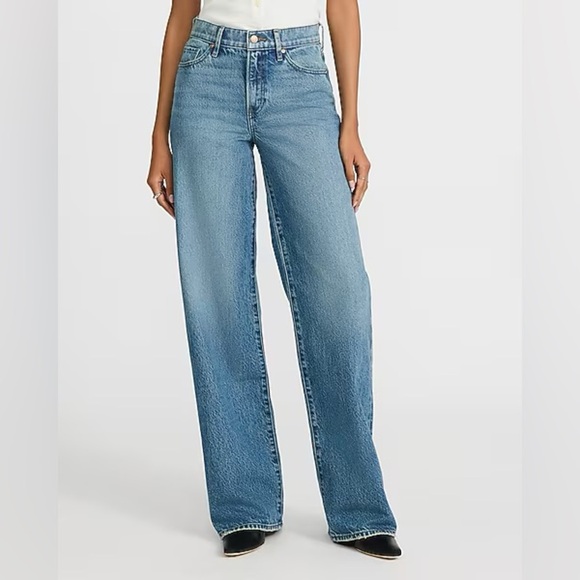Express Denim - Express Women’s Wide Leg High Rise Jeans Classic Blue Casual Straight Size 4